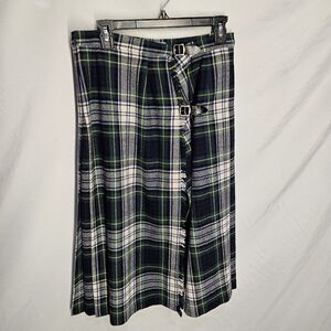 Vtg Laird-Portch Scotland Gordon Tartan Plaid Wool Kilt Wrap Size 10 Midi